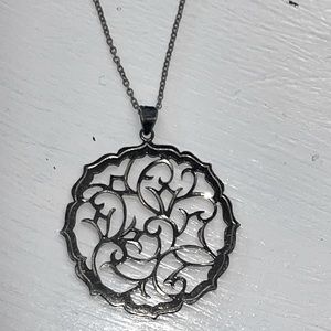 Vintage Amita sterling silver,  open work necklace/pendant with 2mm cable chain